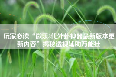 玩家必读“微乐3代外卦神器最新版本更新内容”揭秘透视辅助万能挂