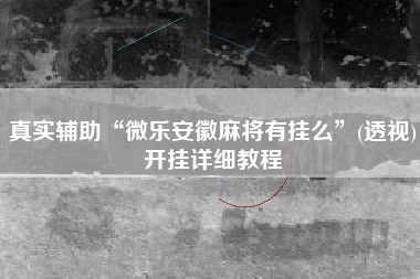 真实辅助“微乐安徽麻将有挂么	”(透视)开挂详细教程