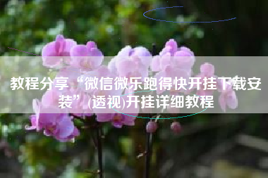 教程分享“微信微乐跑得快开挂下载安装”(透视)开挂详细教程