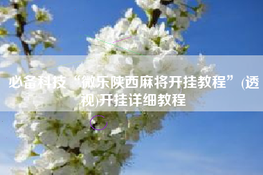 必备科技“微乐陕西麻将开挂教程”(透视)开挂详细教程