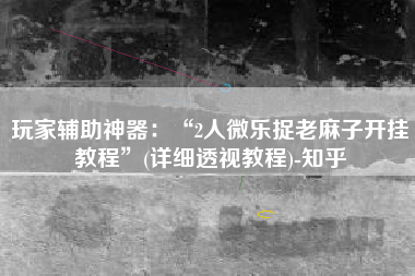 玩家辅助神器：“2人微乐捉老麻子开挂教程”(详细透视教程)-知乎