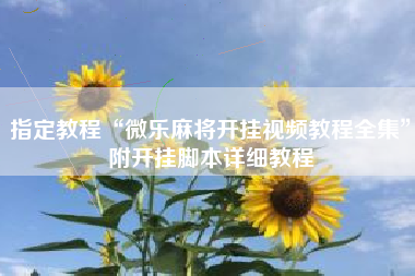 指定教程“微乐麻将开挂视频教程全集”附开挂脚本详细教程