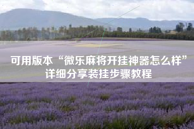 可用版本“微乐麻将开挂神器怎么样”详细分享装挂步骤教程 可用版本“微乐麻将开挂神器怎么样”详细分享装挂步骤教程