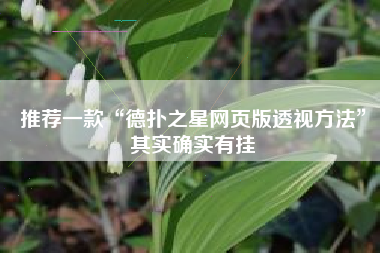 推荐一款“德扑之星网页版透视方法”其实确实有挂
