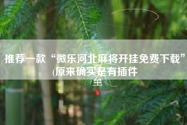 推荐一款“微乐河北麻将开挂免费下载”(原来确实是有插件