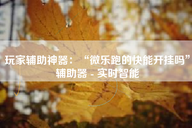 玩家辅助神器：“微乐跑的快能开挂吗	”辅助器 - 实时智能
