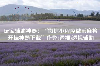 玩家辅助神器：“微信小程序微乐麻将开挂神器下载”作弊(透视)透视辅助