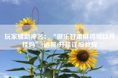 玩家辅助神器：“微乐甘肃麻将可以开挂吗	”(透视)开挂详细教程
