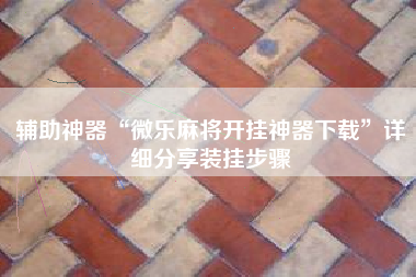 辅助神器“微乐麻将开挂神器下载”详细分享装挂步骤