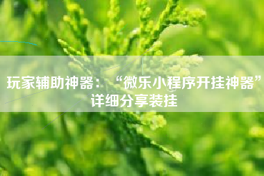 玩家辅助神器：“微乐小程序开挂神器	”详细分享装挂