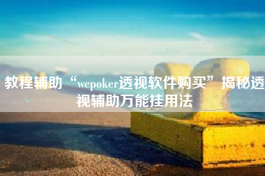 教程辅助“wepoker透视软件购买”揭秘透视辅助万能挂用法