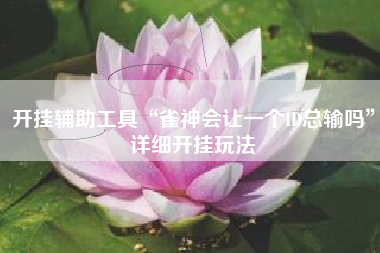 开挂辅助工具“雀神会让一个ID总输吗”详细开挂玩法