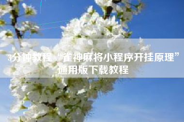 3分钟教程“雀神麻将小程序开挂原理	”通用版下载教程