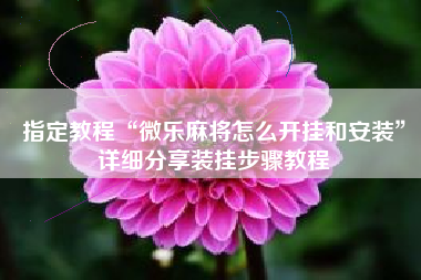 指定教程“微乐麻将怎么开挂和安装	”详细分享装挂步骤教程