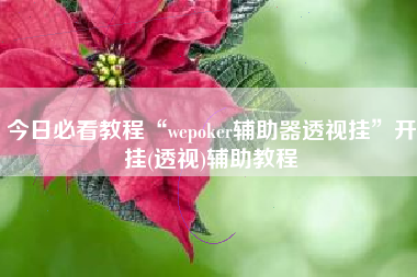 今日必看教程“wepoker辅助器透视挂	”开挂(透视)辅助教程