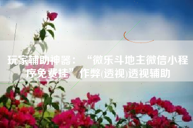 玩家辅助神器：“微乐斗地主微信小程序免费挂	”作弊(透视)透视辅助