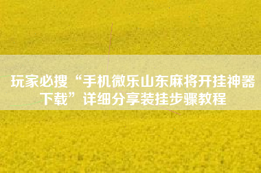 玩家必搜“手机微乐山东麻将开挂神器下载	”详细分享装挂步骤教程