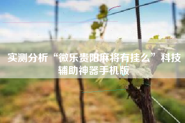 实测分析“微乐贵阳麻将有挂么”科技辅助神器手机版