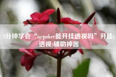 3分钟学会“wepoker能开挂透视吗”开挂(透视)辅助神器