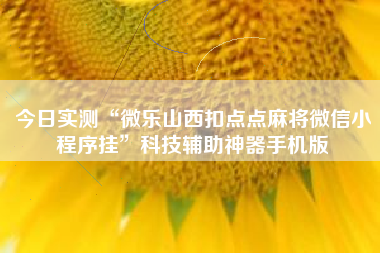 今日实测“微乐山西扣点点麻将微信小程序挂”科技辅助神器手机版