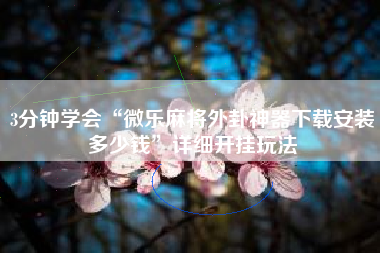 3分钟学会“微乐麻将外卦神器下载安装多少钱”详细开挂玩法