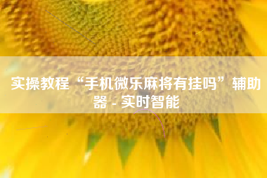 实操教程“手机微乐麻将有挂吗”辅助器 - 实时智能