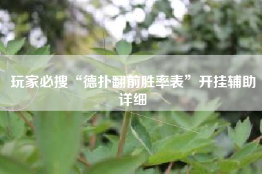 玩家必搜“德扑翻前胜率表”开挂辅助详细