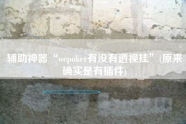 辅助神器“wepoker有没有透视挂	”(原来确实是有插件)