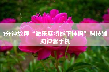 3分钟教程“微乐麻将能下挂吗”科技辅助神器手机