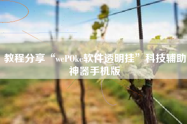 教程分享“wePOke软件透明挂”科技辅助神器手机版