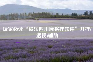 玩家必读“微乐四川麻将挂软件	”开挂(透视)辅助