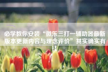 必学教你安装“微乐三打一辅助器最新版本更新内容与理念评价”其实确实有挂