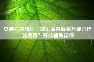 安装程序教程“微乐海南麻将万能开挂器免费	”开挂辅助详细