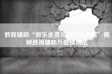 教程辅助“微乐免费房间开挂教程”揭秘透视辅助万能挂用法