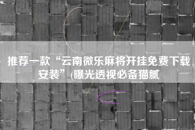 推荐一款“云南微乐麻将开挂免费下载安装”(曝光透视必备猫腻