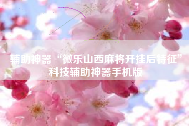 辅助神器“微乐山西麻将开挂后特征”科技辅助神器手机版