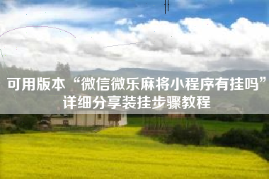 可用版本“微信微乐麻将小程序有挂吗”详细分享装挂步骤教程