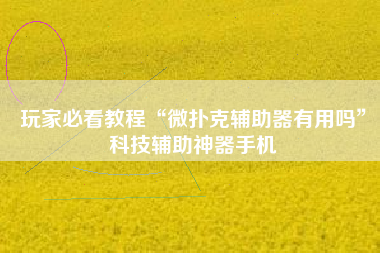 玩家必看教程“微扑克辅助器有用吗”科技辅助神器手机