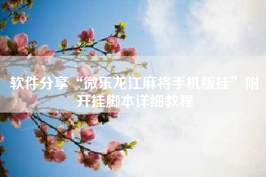 软件分享“微乐龙江麻将手机版挂”附开挂脚本详细教程