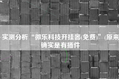 实测分析“微乐科技开挂器(免费)	”(原来确实是有插件