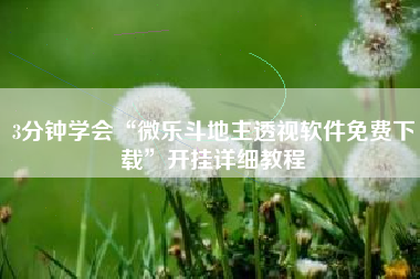 3分钟学会“微乐斗地主透视软件免费下载	”开挂详细教程