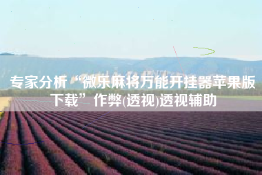 专家分析“微乐麻将万能开挂器苹果版下载”作弊(透视)透视辅助