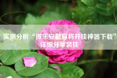 实测分析“微乐安徽麻将开挂神器下载	”详细分享装挂