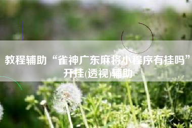 教程辅助“雀神广东麻将小程序有挂吗	”开挂(透视)辅助