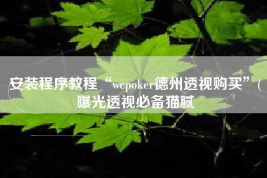 安装程序教程“wepoker德州透视购买	”(曝光透视必备猫腻