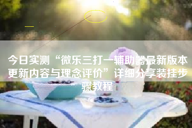 今日实测“微乐三打一辅助器最新版本更新内容与理念评价”详细分享装挂步骤教程