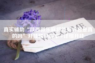 真实辅助“陕西微乐麻将外卦神器是真的吗	”开挂辅助脚本+详细开挂