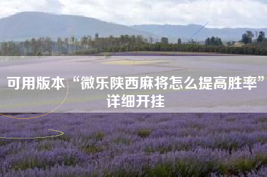 可用版本“微乐陕西麻将怎么提高胜率”详细开挂