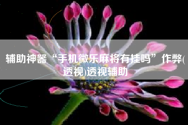 辅助神器“手机微乐麻将有挂吗”作弊(透视)透视辅助