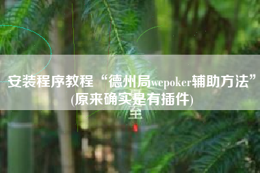 安装程序教程“德州局wepoker辅助方法	”(原来确实是有插件)